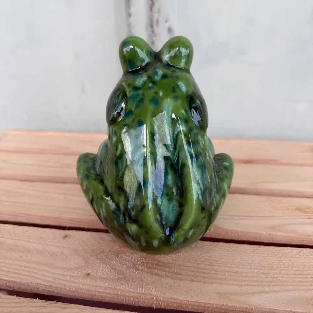 Vintage Frog Figurine Make in Japan 1980s Figure Artisan Signed